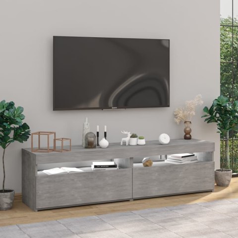  Szafki pod TV z LED, 2 szt., szarość betonu, 75x35x40 cm