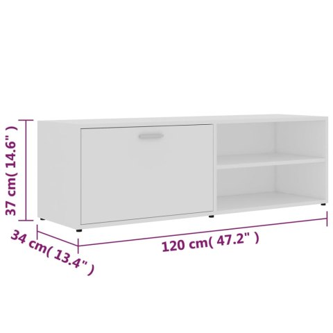  Szafka pod TV, biała, 120x34x37 cm, materiał drewnopochodny