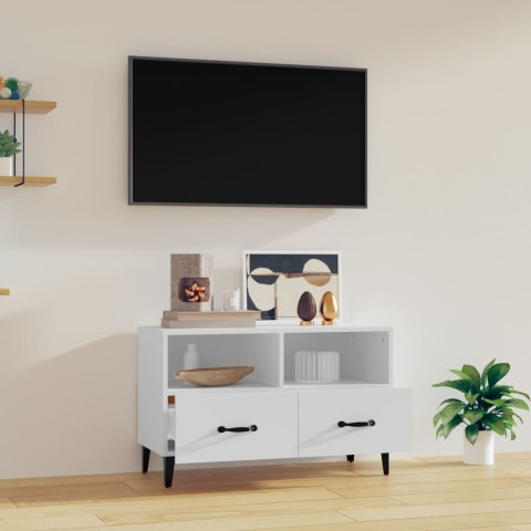  Szafka pod TV, biała, 80x36x50 cm, materiał drewnopochodny