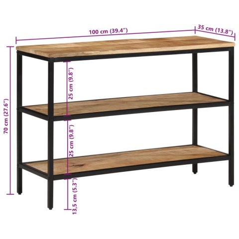  Stolik konsolowy, 100x35x70 cm, surowe lite drewno mango