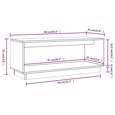  Szafka pod telewizor, czarna, 90x35x35 cm, lite drewno sosnowe