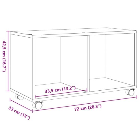  Szafka na kółkach, biała 72x33x42,5 cm, materiał drewnopochodny