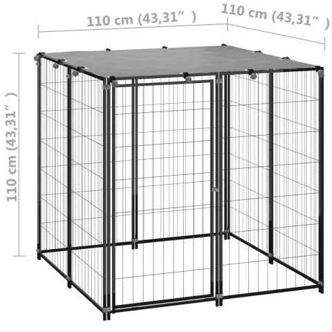  Kojec dla psa, czarny, 110x110x110 cm, stalowy