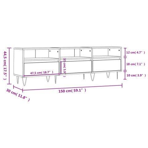  Szafka pod TV, czarna, 150x30x44,5 cm, materiał drewnopochodny