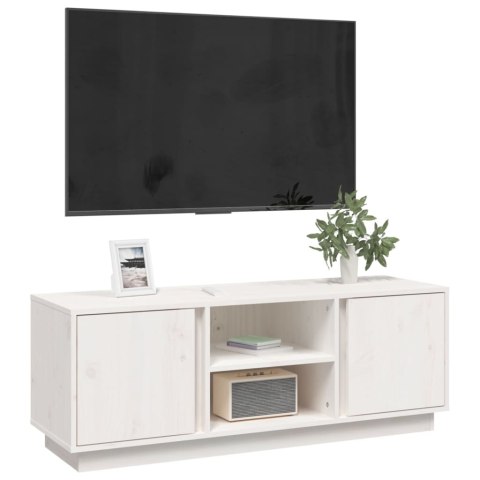  Szafka pod telewizor, biała, 110x35x40,5cm, lite drewno sosnowe