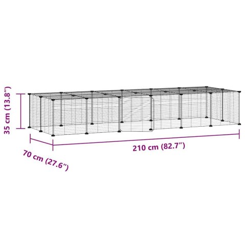  Klatka dla zwierząt z bramką, 28 paneli, czarna, 35x35 cm, stal