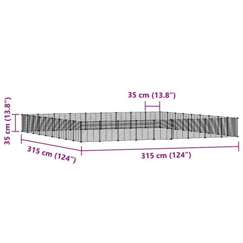  Klatka dla zwierząt z bramką, 36 paneli, czarna, 35x35 cm, stal