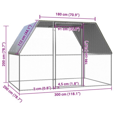  Klatka zewnętrzna dla kurcząt, 3x2x2 m, stal galwanizowana