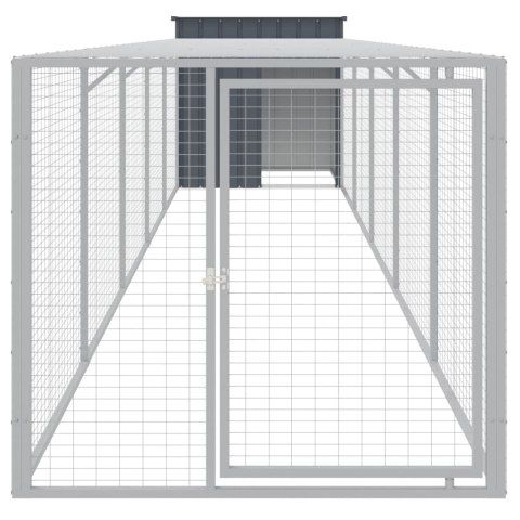  Kurnik z wybiegiem, antracytowy, 110x609x110 cm, stal