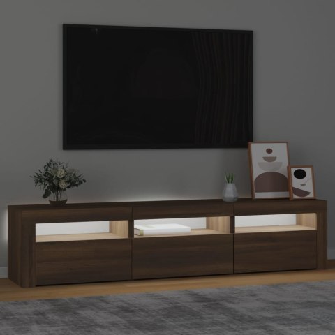  Szafka pod TV z oświetleniem LED, brązowy dąb, 180x35x40 cm