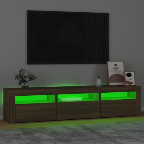  Szafka pod TV z oświetleniem LED, brązowy dąb, 180x35x40 cm