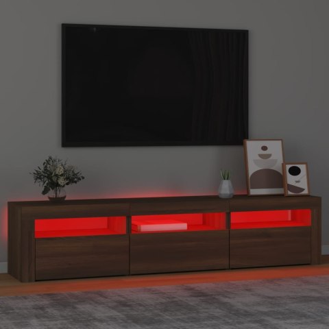  Szafka pod TV z oświetleniem LED, brązowy dąb, 180x35x40 cm