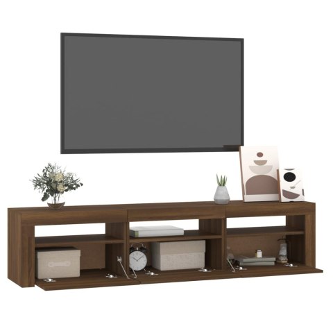  Szafka pod TV z oświetleniem LED, brązowy dąb, 180x35x40 cm