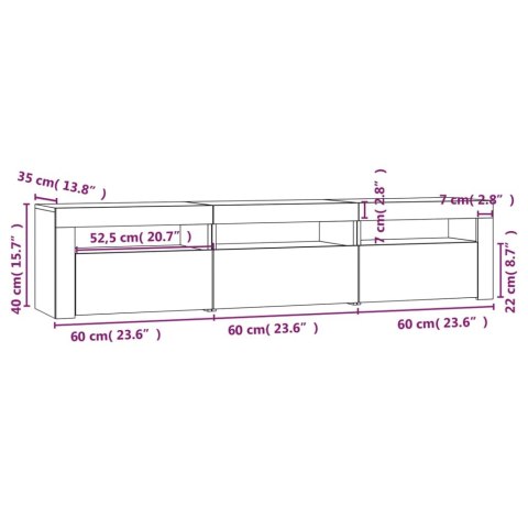  Szafka pod TV z oświetleniem LED, brązowy dąb, 180x35x40 cm