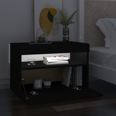  Szafka pod TV z oświetleniem LED, czarna, 60x35x40 cm