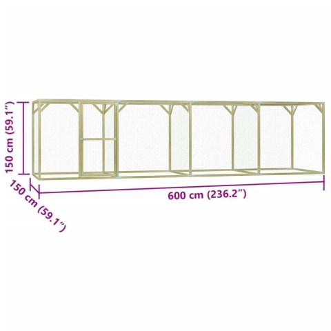  Klatka dla drobiu, 6x1,5x1,5 m, stal