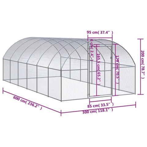  Klatka zewnętrzna dla kurcząt, 3x6x2 m, stal galwanizowana