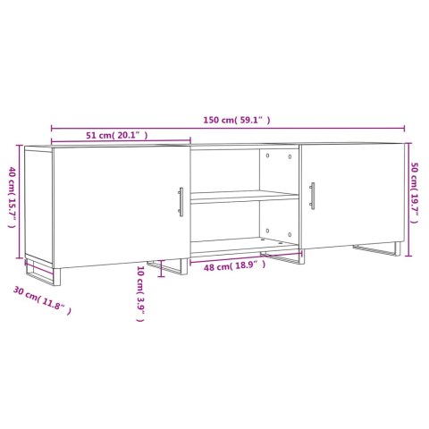  Szafka pod TV, czarna, 150x30x50 cm, materiał drewnopochodny