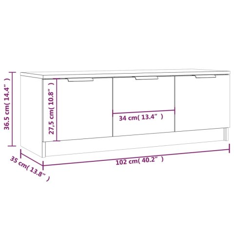  Szafka pod TV, wysoki połysk, biała, 100x35x55 cm