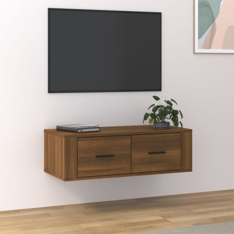  Wisząca szafka pod TV, brązowy dąb, 80x36x25 cm