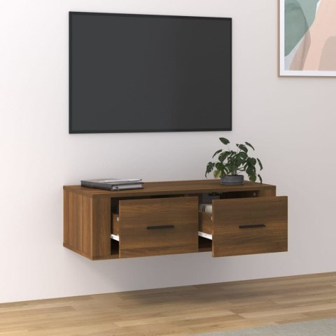  Wisząca szafka pod TV, brązowy dąb, 80x36x25 cm