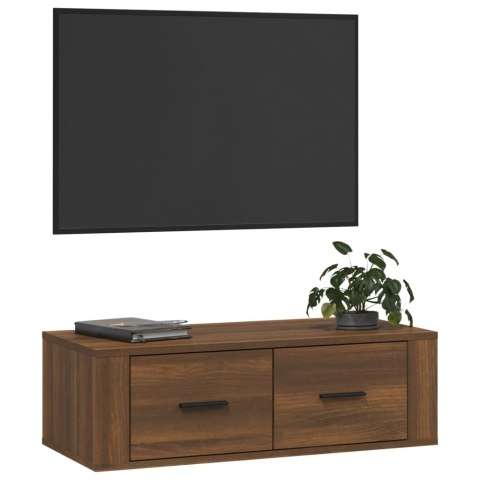  Wisząca szafka pod TV, brązowy dąb, 80x36x25 cm