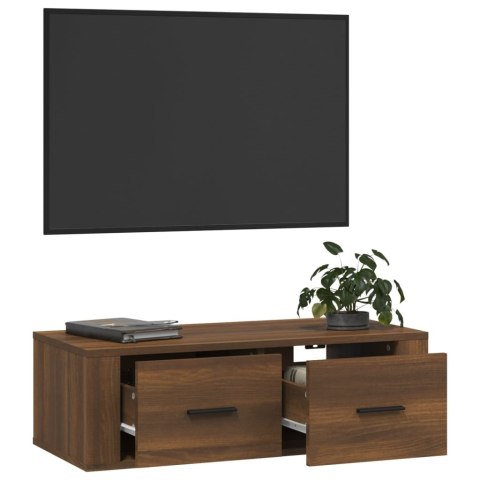  Wisząca szafka pod TV, brązowy dąb, 80x36x25 cm