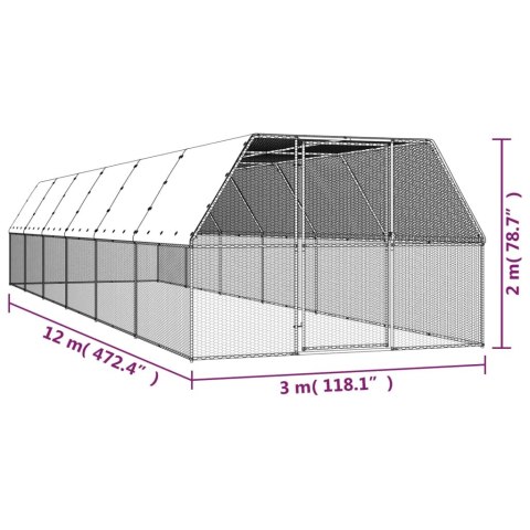  Klatka dla kurcząt, 3x12x2 m, stal galwanizowana