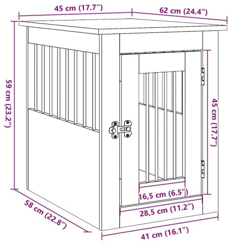  Kojec dla psa, stare drewno, 45x62x59 cm