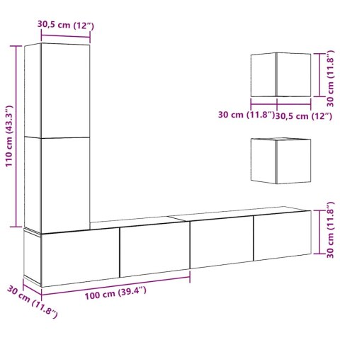 5-cz. zestaw szafek TV, dąb artisan, materiał drewnopochodny
