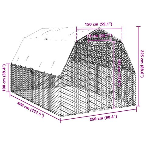  Kurnik z dachem 2,5x4x2,25 m Stal ocynkowana