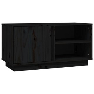  Szafka pod TV, czarna, 80x35x40,5 cm, lite drewno sosnowe