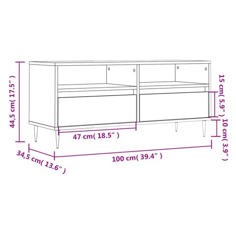  Szafka pod TV, biała, 100x34,5x44,5 cm, materiał drewnopochodny