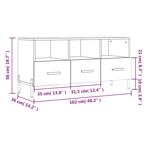  Szafka pod TV, biała, 102x36x50 cm, materiał drewnopochodny