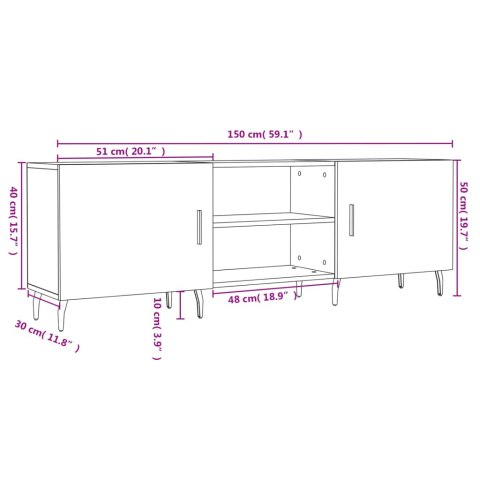  Szafka pod TV, biała, 150x30x50 cm, materiał drewnopochodny