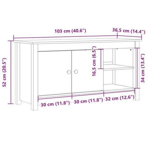  Szafka pod telewizor, czarna, 103x36,5x52 cm, drewno sosnowe