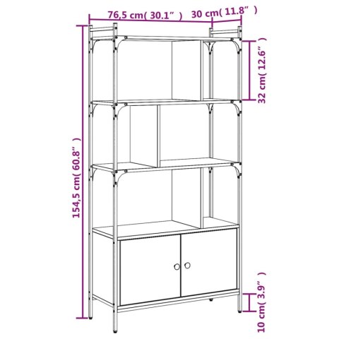  Biblioteczka z drzwiczkami, dąb sonoma, 76,5x30x154,5 cm