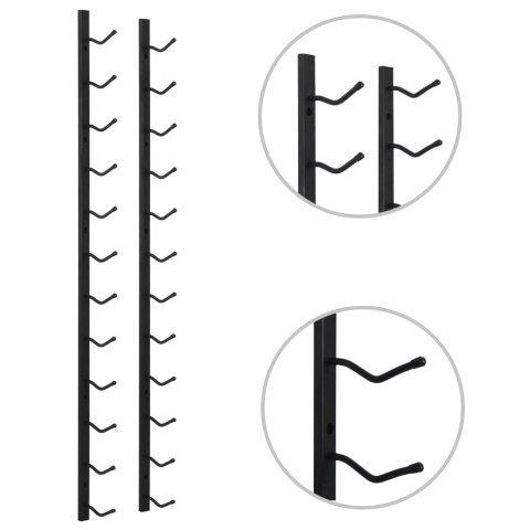  Ścienny stojak na 12 butelek wina, czarny, żelazny