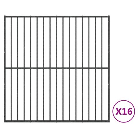  Kojec dla psa, 16 paneli, czarny, stal galwanizowana