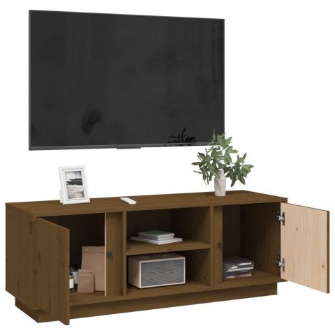  Szafka pod TV, miodowy brąz, 110x35x40,5cm, lite drewno sosnowe