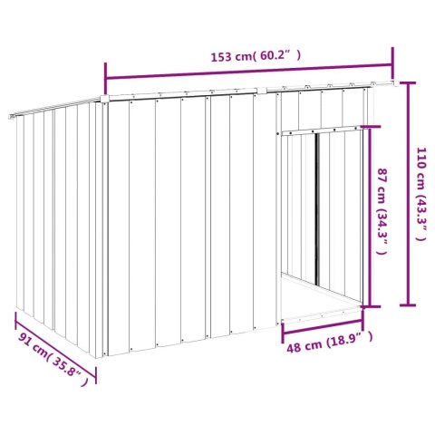  Buda dla psa, z dachem, antracytowa, 153x91x110 cm, stal