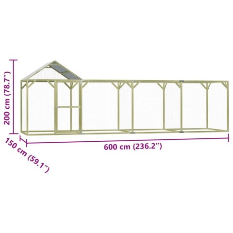  Klatka dla drobiu, 6x1,5x2 m, stal