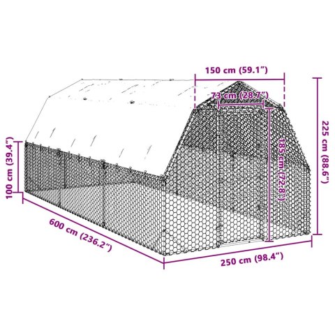  Kurnik z dachem 2,5x6x2,25 m Stal ocynkowana