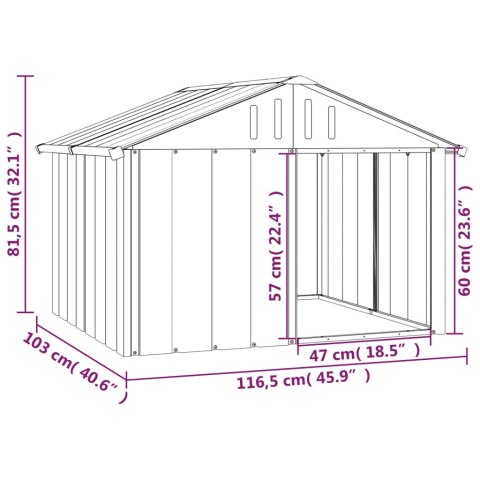  Buda dla psa, antracytowa, 116,5x103x81,5 cm, stal