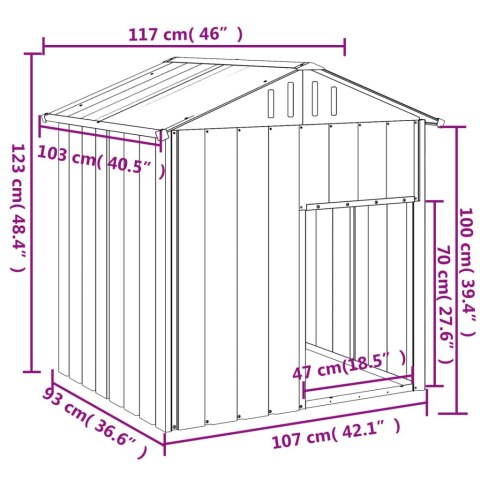  Buda dla psa, z dachem, antracytowa, 117x103x123 cm, stal