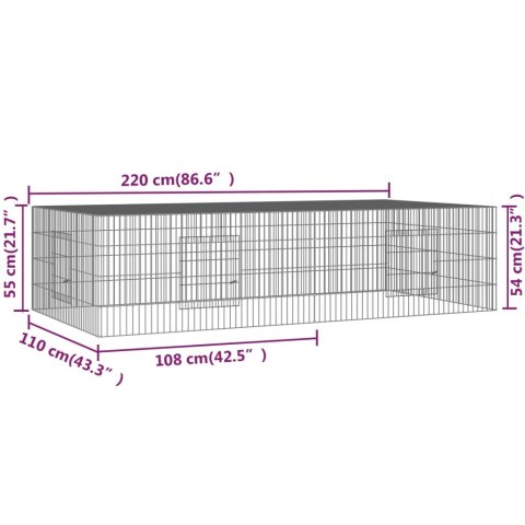  Klatka dla królika, 2 panele, 220x110x55 cm, żelazo