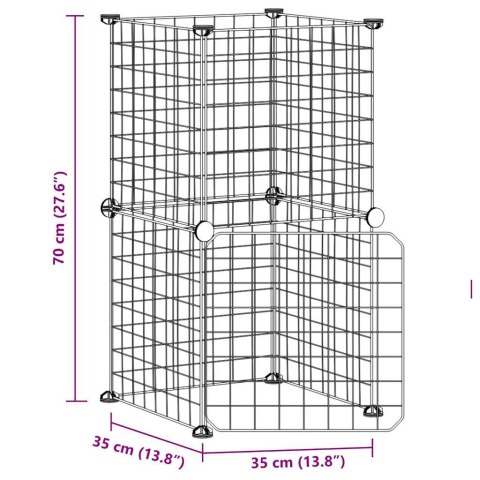  Klatka dla zwierząt z bramką, 8 paneli, czarna, 35x35 cm, stal
