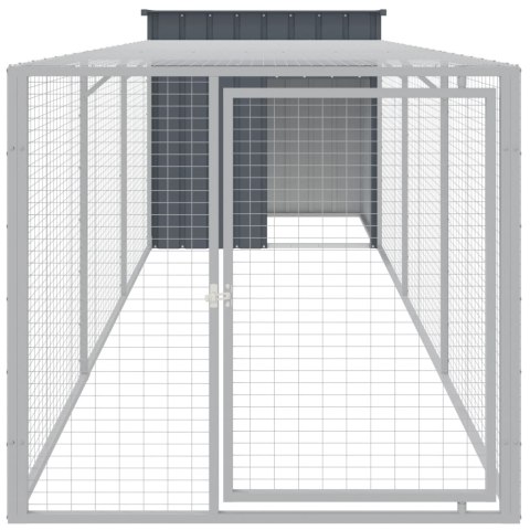  Kurnik z wybiegiem, antracytowy, 110x405x110 cm, stal