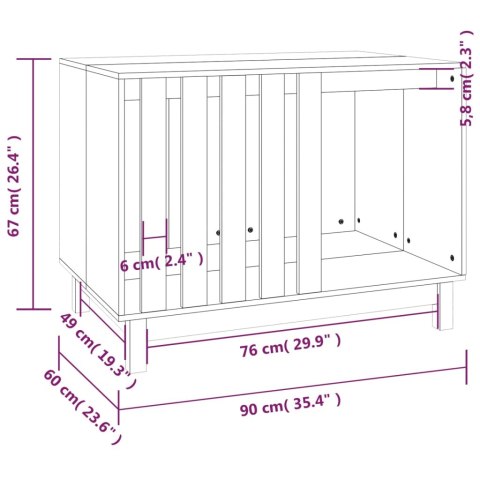  Domek dla psa, 90x60x67 cm, lite drewno sosnowe