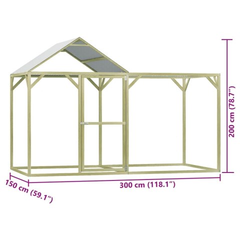  Klatka dla drobiu, 3x1,5x2 m, stal